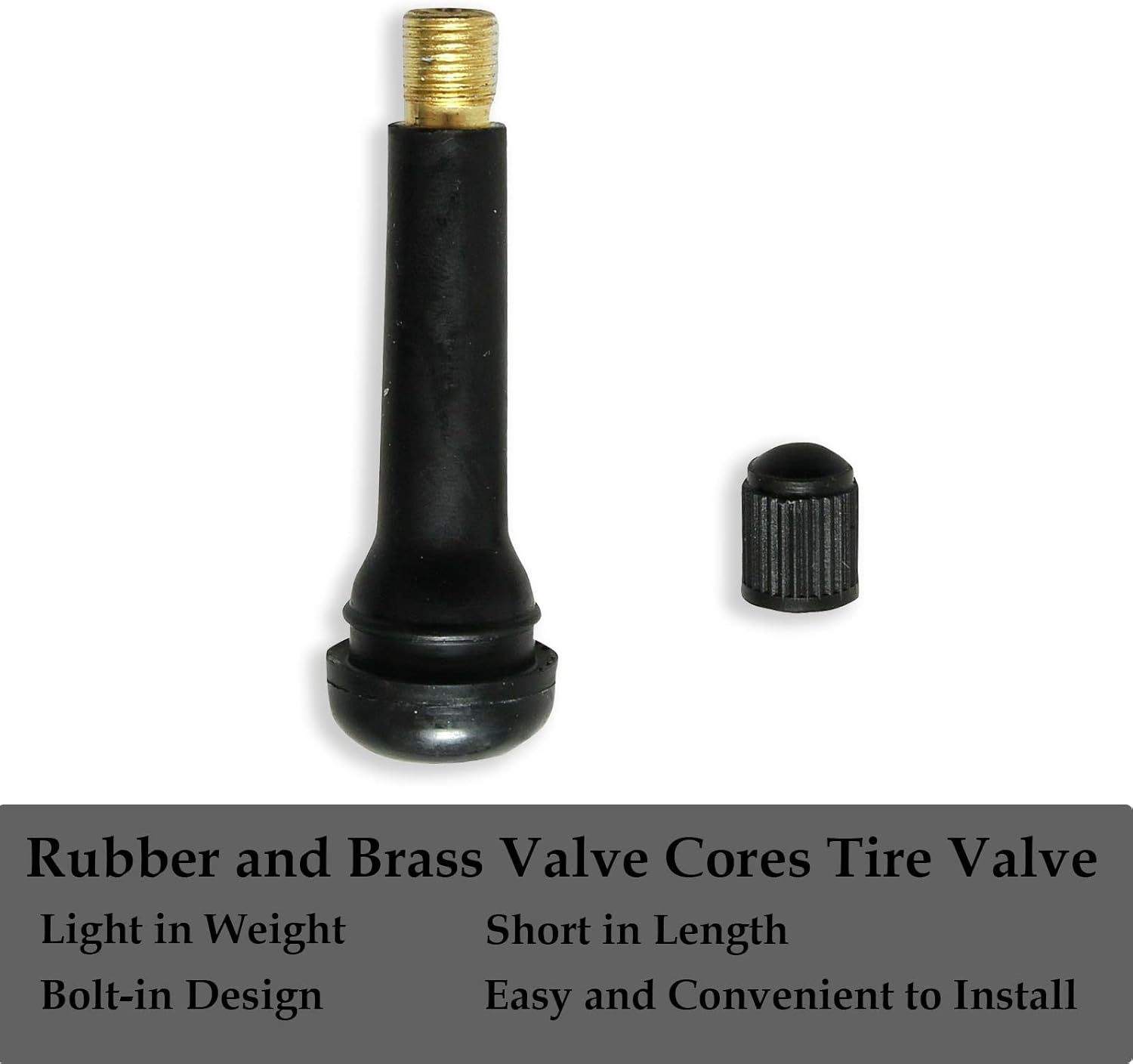 TR418 Tire Valve Stem Rubber Snap-in Black Tubeless Valve Stems Suit for 0.453 Inch Rim Holes on Standard Vehicle Tires 100pcs