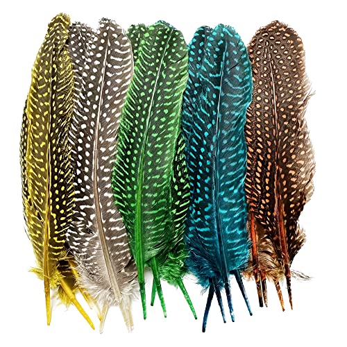 Happy Feather 6-9 Inch Natural Guinea Wing Plumage Feather For Diy Craft, Jewelry And Clothing Decoration Pack Of 50 #TOP4