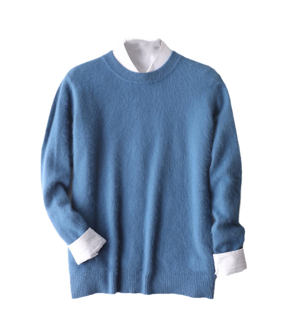Męski sweter z norek kaszmiru na jesień zimę męski sweter z dżerseju dekolt w kształcie litery O sweter męski sweter, niebieski, XL