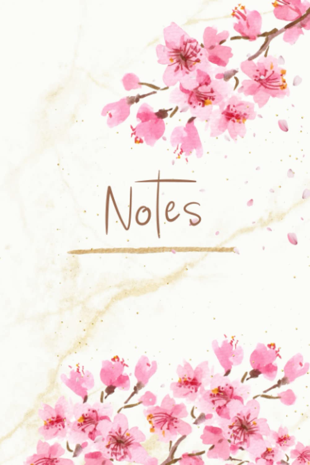 Notes: Wide-Ruled Notebook with Pink Cherry Blossom Design