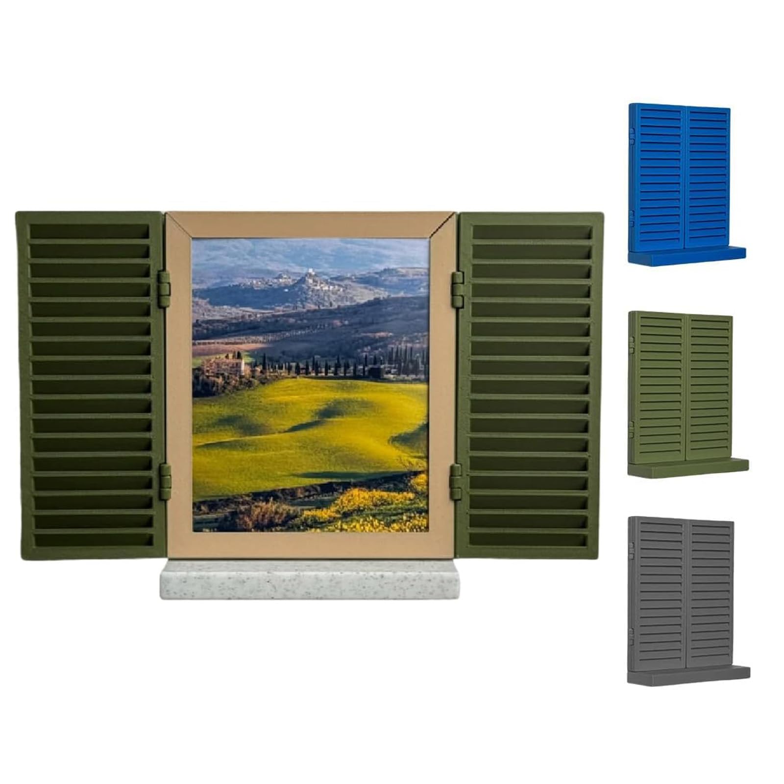 Guuzetu #C Mediterranean Window Photo & Key Holder, Entryway Decor Wall Mount With Hidden Floating Shelf, Rustic Mail And Key Organizer With Hooks For Hallway, Living Room,Coastal Home Decoration (#C)