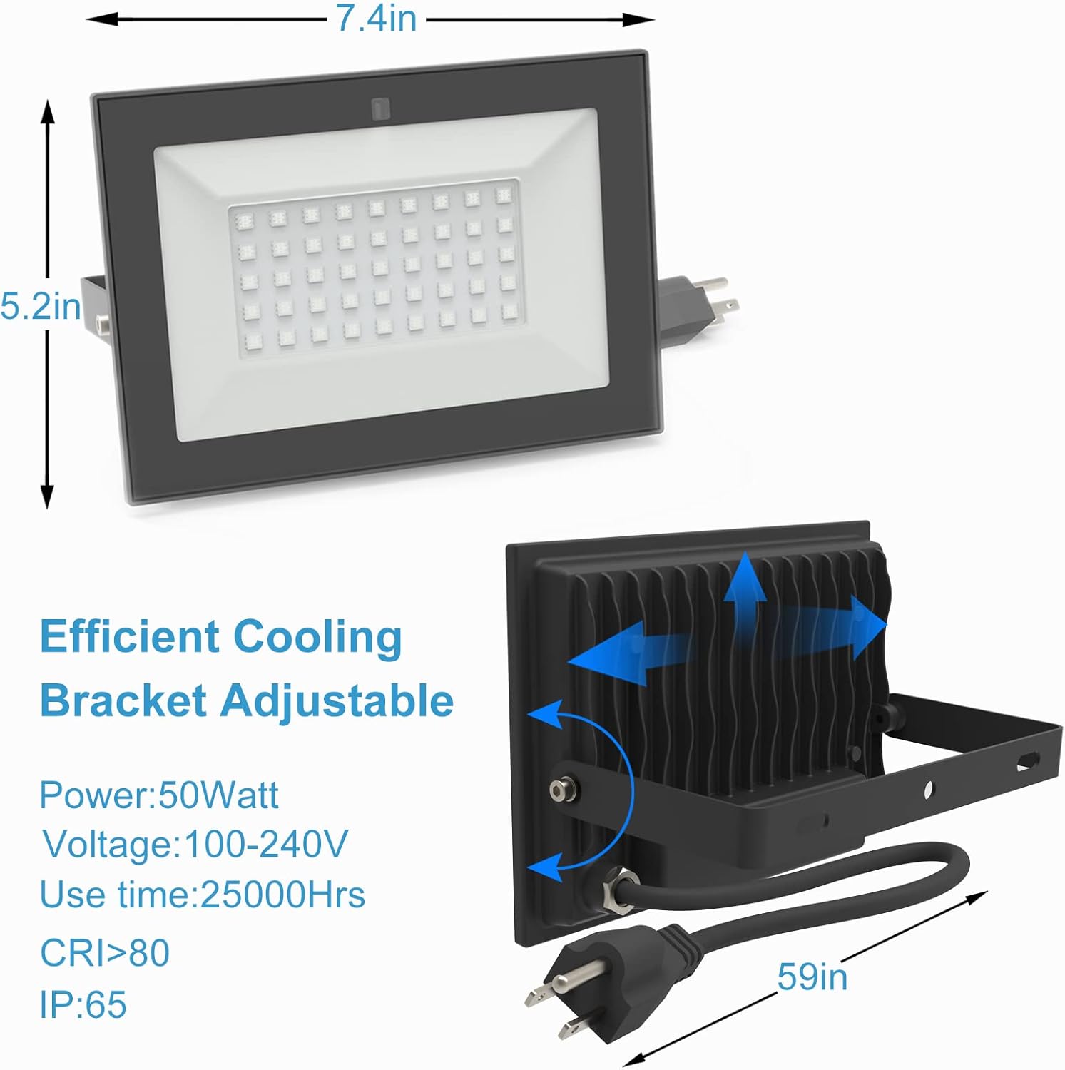 RGB Flood Light 50W, Color Changing LED Floodlights with Remote, IP65 Waterproof Indoor Outdoor Uplights Lamps for Outdoor Use