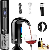 Vista 2 de Abrevino eléctrico, vertedor aireador de vino, removedor de corcho recargable para botellas de vino; aireador multiinteligente, decantador