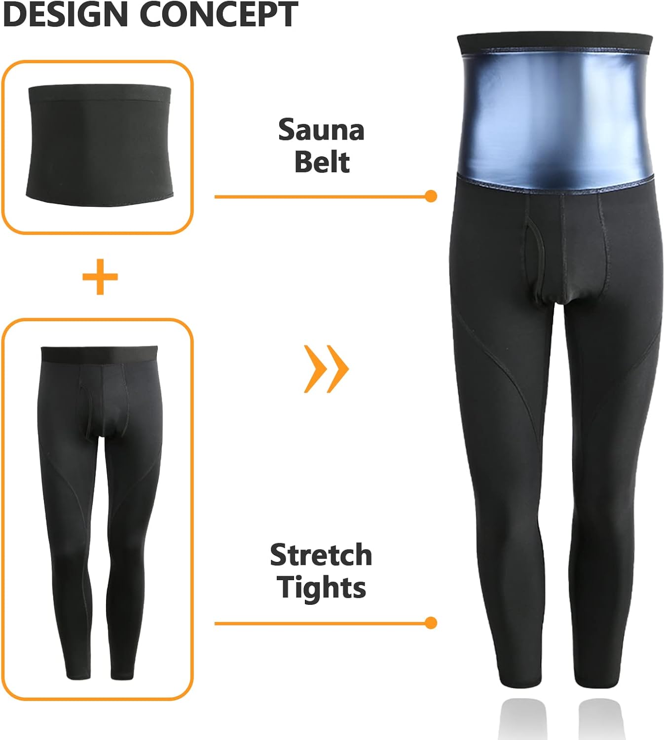 Sauna Short Pants for Men Sweat Sauna Suit Compression Leggings Tummy Control Shapewear High Waisted - Image 3