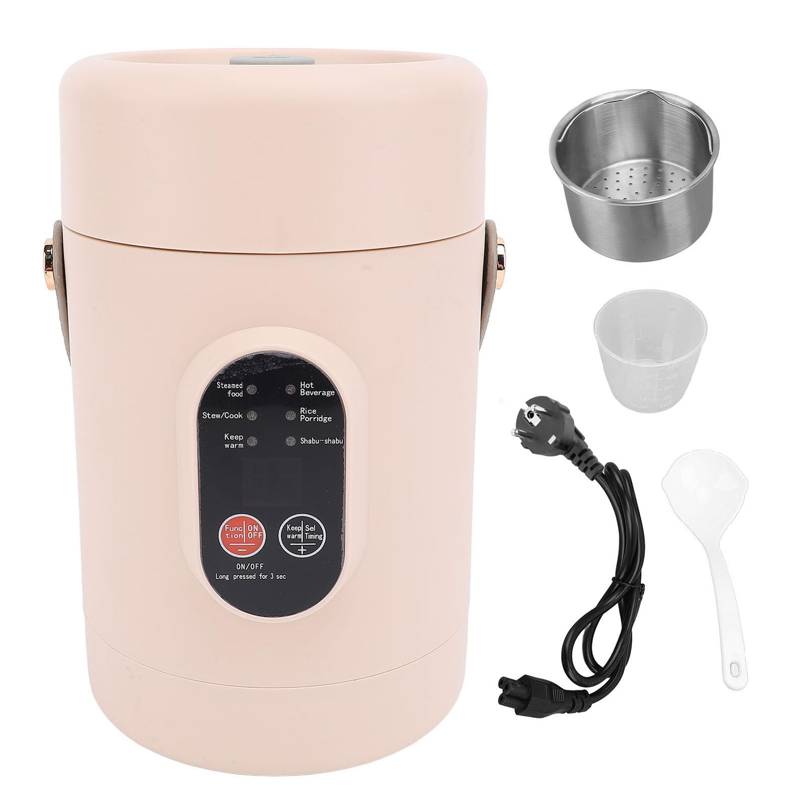 Pentola Calda Elettrica con Vaporiera, Mini Fornello da Viaggio Portatile, Padella Elettrica Multifunzionale Antiaderente per Friggere/Stufato/Vapore, per Ramen (Spina europea