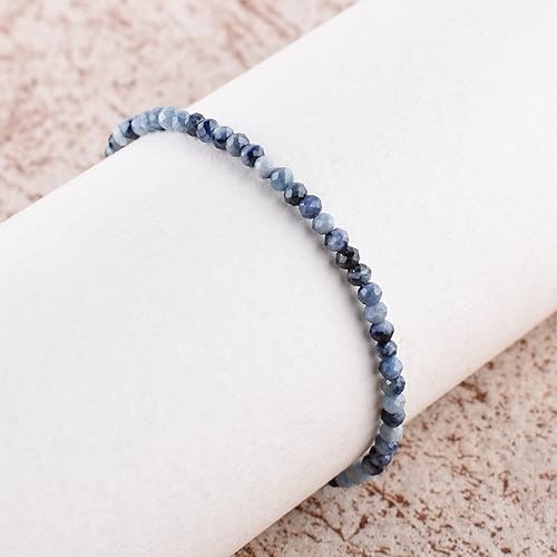 Miniatura 3 de Bi Color Sapphire Gemstone Beads Bolo Bracelet, Handmade Minimalist Jewelry, September Birthstone, Rhodium Plated, 925 Sterling Silver, Adjustable