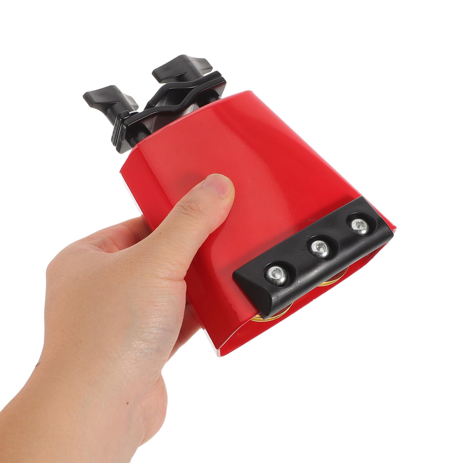 FRCOLOR Metal Cowbell Accessory con Striscia Mute Resistente Campanaccio Rosso Montabile per Batteria Strumento Percussione con Suono Nitido e Facile per Musicisti