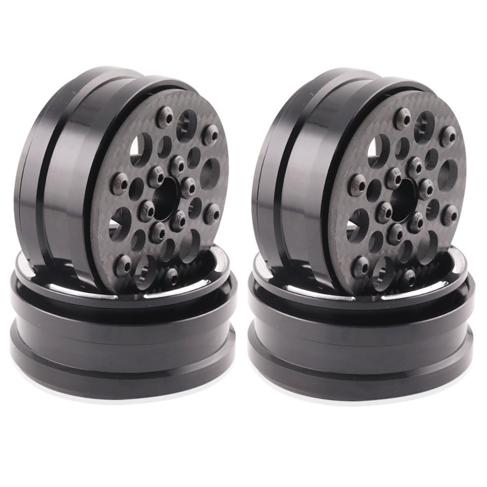 1.9 Inch beadlock Wheel Rims,4PCS Crawler Carbon Fiber Wheels Rims for 1/10 RC Crawler Capra SCX10 TRX4 TF2 VS4-10 Gen8 R1 Element Enduro 1.9S DIY (E)
