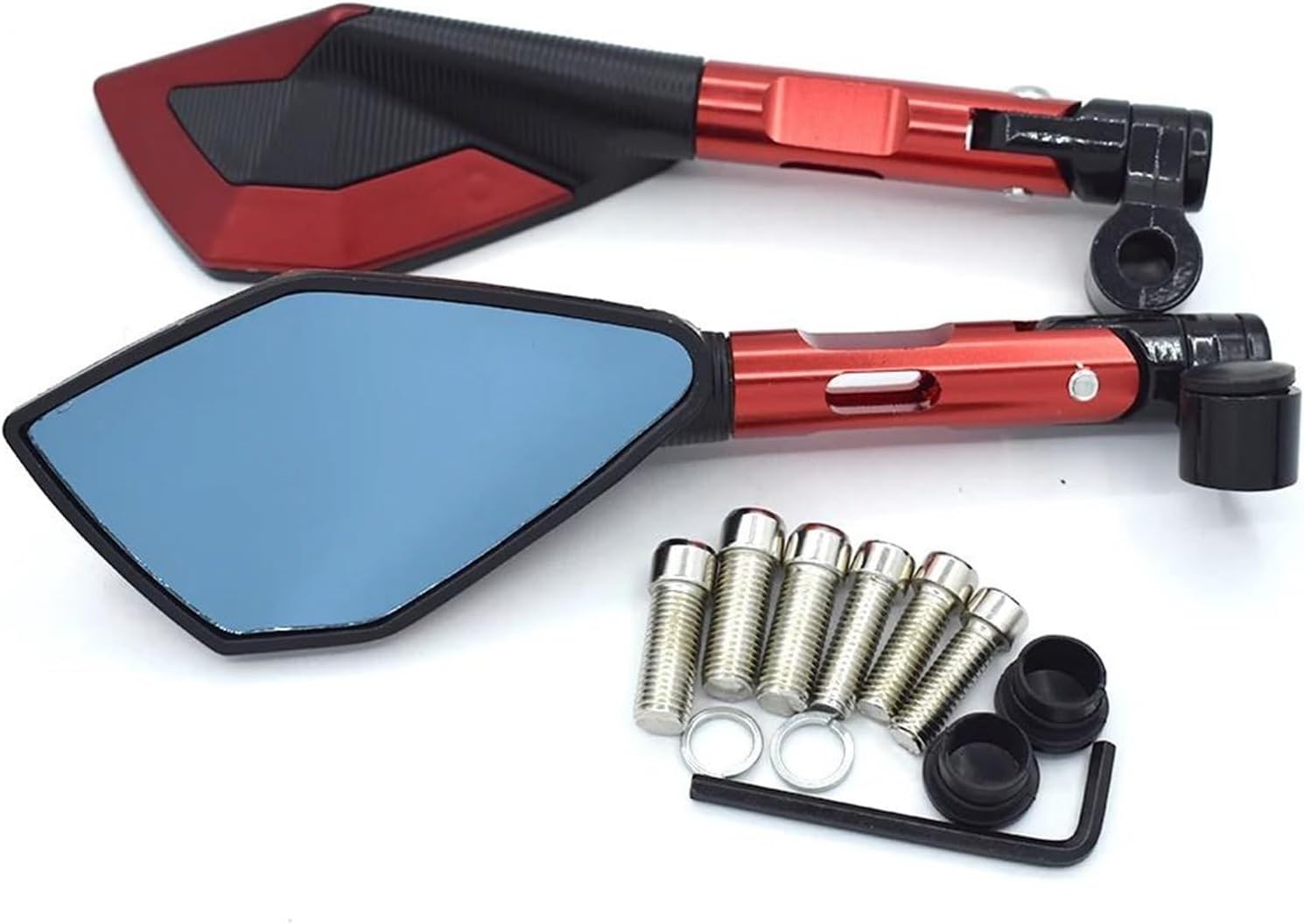 Motorcycle Rearview Mirror Blue Glass Aluminum For G650X G650GS R NineT K1200R HP2 Enduro R1150GS G310R G650 (Color : Rosso)