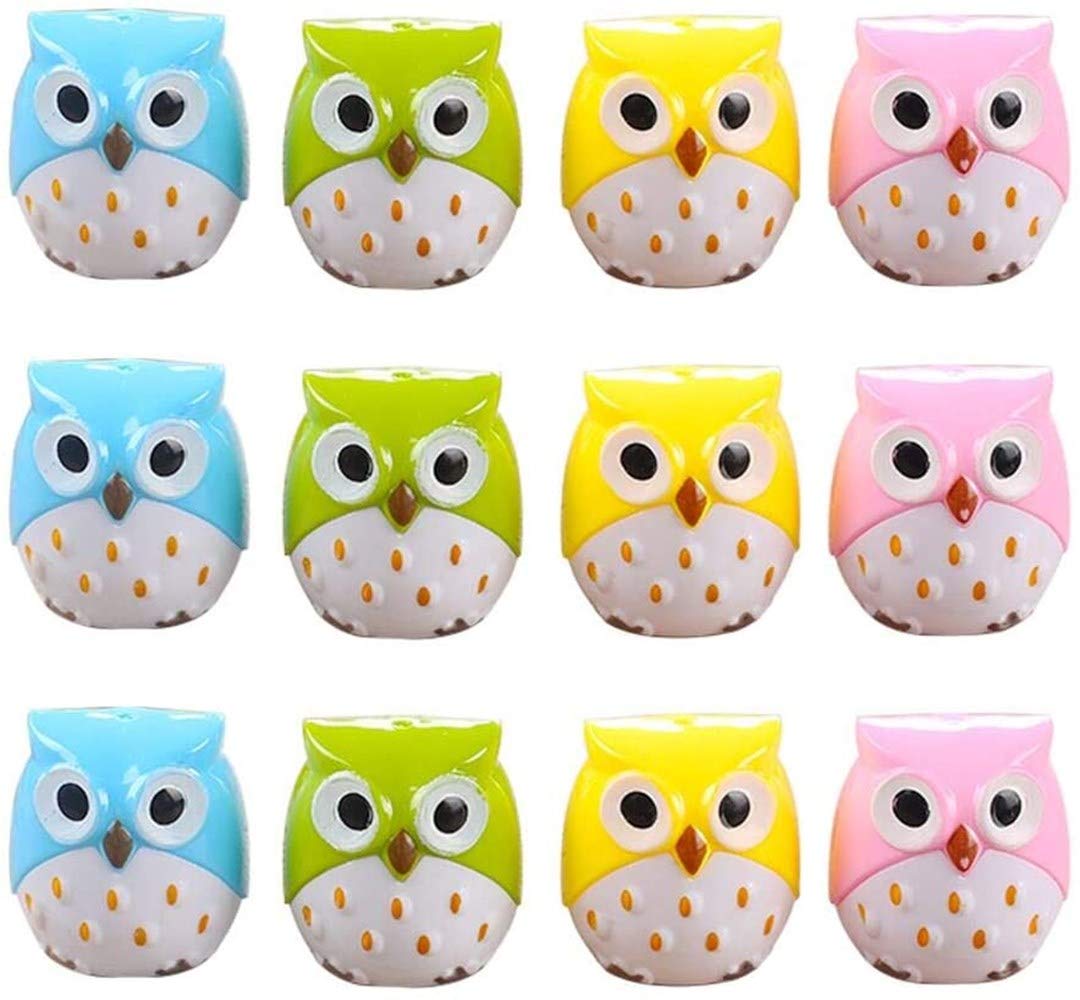 ProLeo Mini Pencil Sharpener 12 Pieces 4 Colour Sharpener Tin Stationery Sharpener for Kids, Students, School, Classroom Use