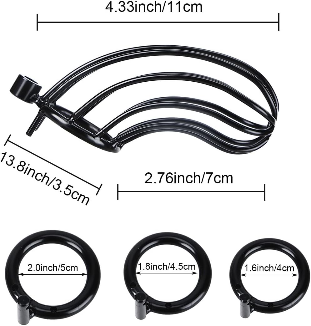 Male Chastity Cage - Large Metal Cock Cage Chastity Device Locked with 3 Sizes Rings and 2 Keys, Adult Sex Toys & Games for Men Penis Exercise and Abstinence, Black