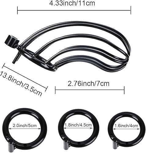 Miniatura 2 de Jaula de castidad masculina  Jaula de metal grande para pene con dispositivo de castidad bloqueado con 3 tamaños de anillos y 2 llaves, juguetes