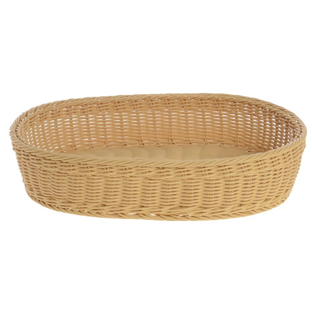 Commercial Display Basket Large Oval Basket Light Beige - 19" L x 13 1/2" W x 4" H by HUBERT – 19" L x 13 1/2" W x 4" H, Plastic, Light Beige, Model 65130