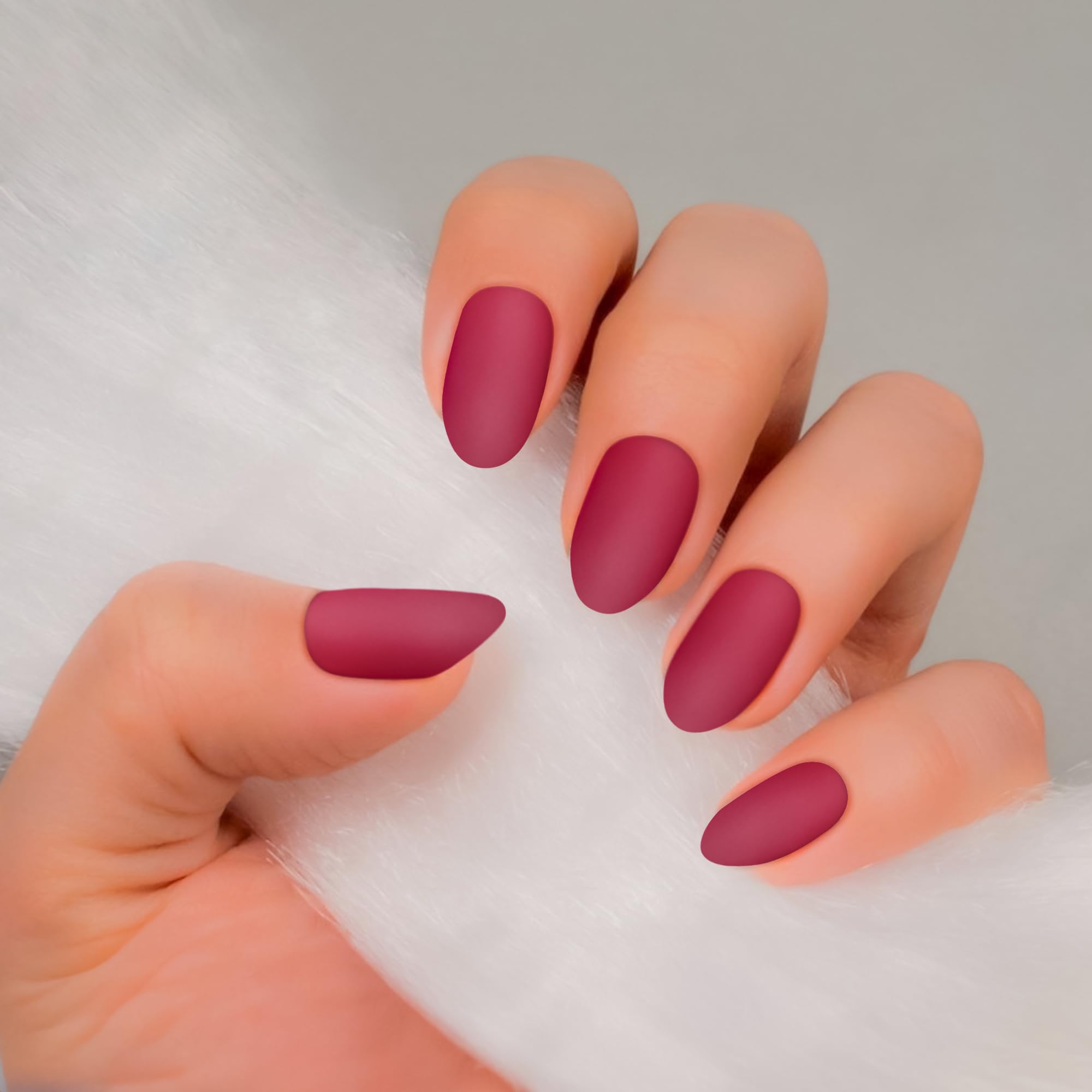 Bella Monza Stick On Nails 24 Pcs Reusable Artificial Fake Nail Set Reusable and Long Lasting Easy To Use Fake Nails For Women's, Girls (Color-Plum, Finish-Matte)-image-28