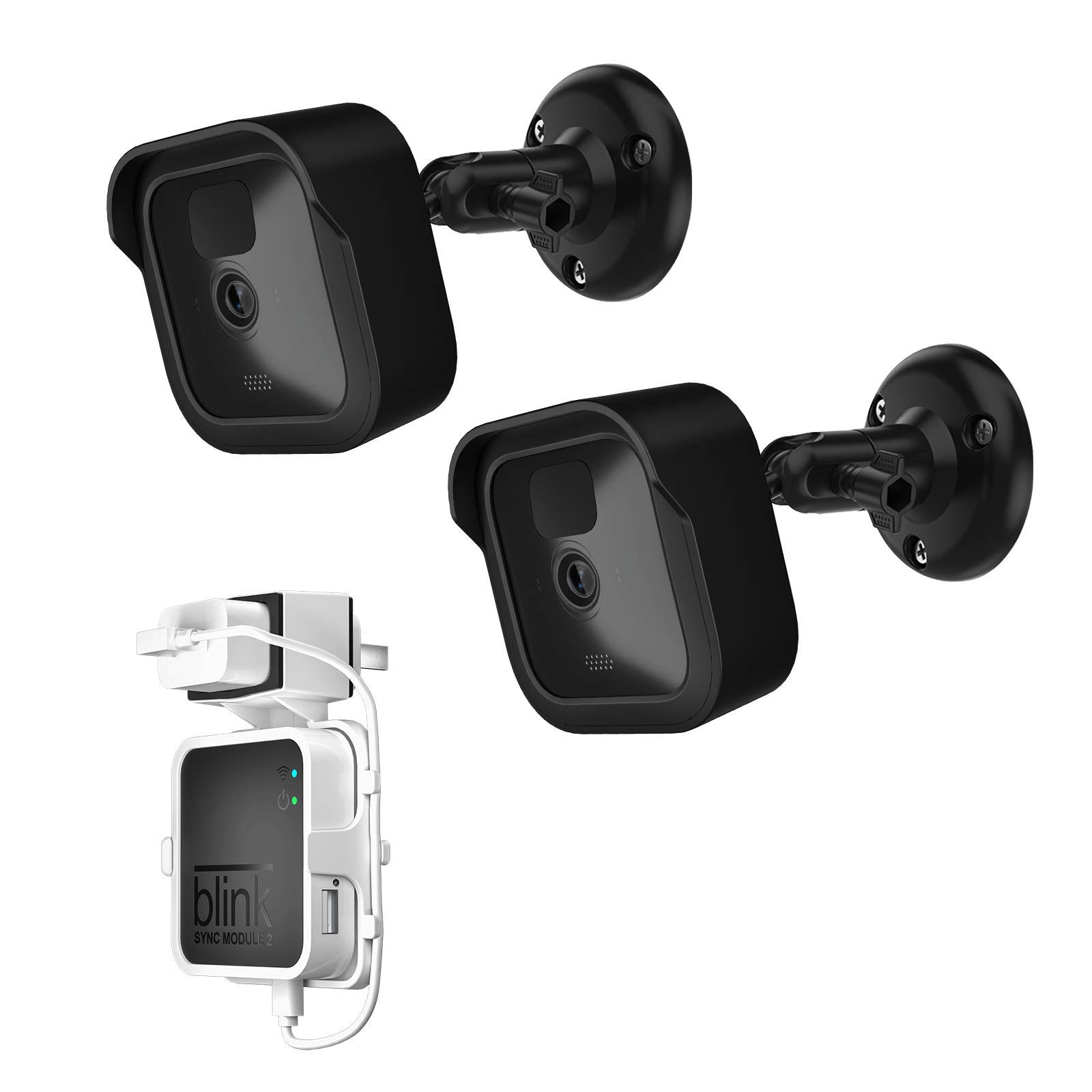 Blink Outdoor 3 Camera Wall Mount and Protective Cover with Blink Sync Module 2 Outlet Mount for Blink Security Camera System