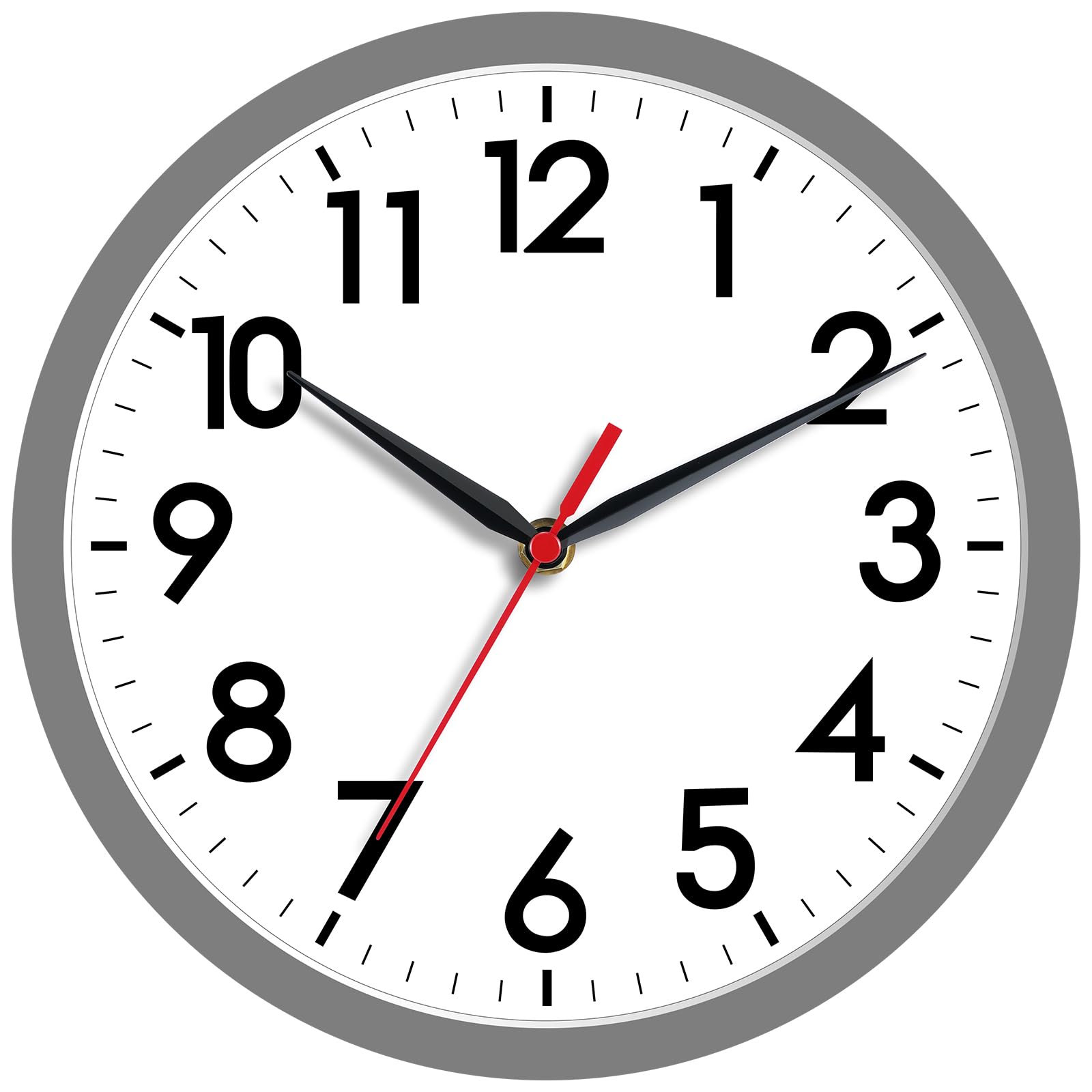 AKCISOT 8 Inch Wall Clock, Silent Battery Operated Analog Clock, Gray