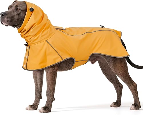 Ezierfy Reflective Dog Raincoat, Windproof & Waterproof Dog Rain Jacket, Adjusta