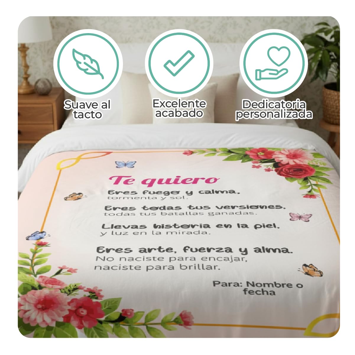 Manta Personalizada con Frases y Nombre (Modelo 2, 150X230)