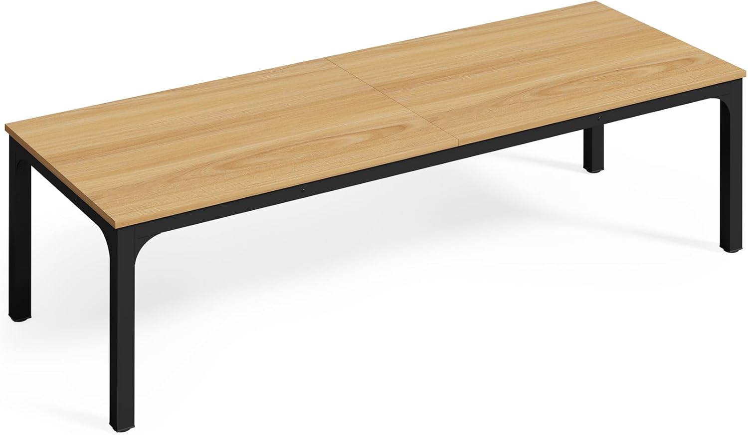 LITTLE TREE Two Person Desk, 78.7 Inches Extra Long Computer Desk, Wooden Large Office Desks with Strong Metal Legs, Double Desk for 2 People, Writing Study Table for Home Office, Natural & Black