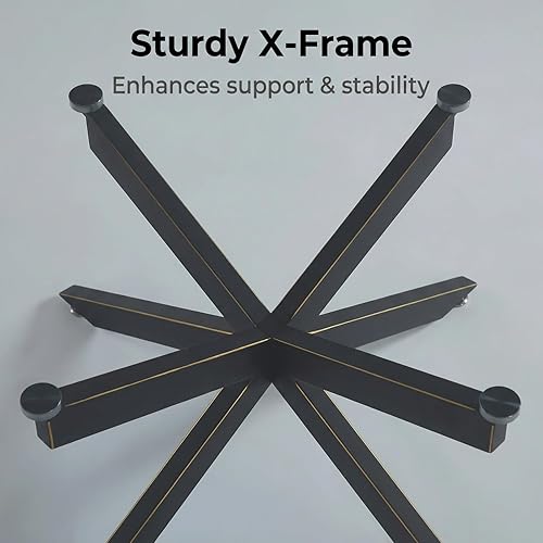 Miniatura 5 de Mesas de centro de cristal redondas y negras para sala de estar, oficina en casa, mesa central moderna y simple con parte superior de vidrio