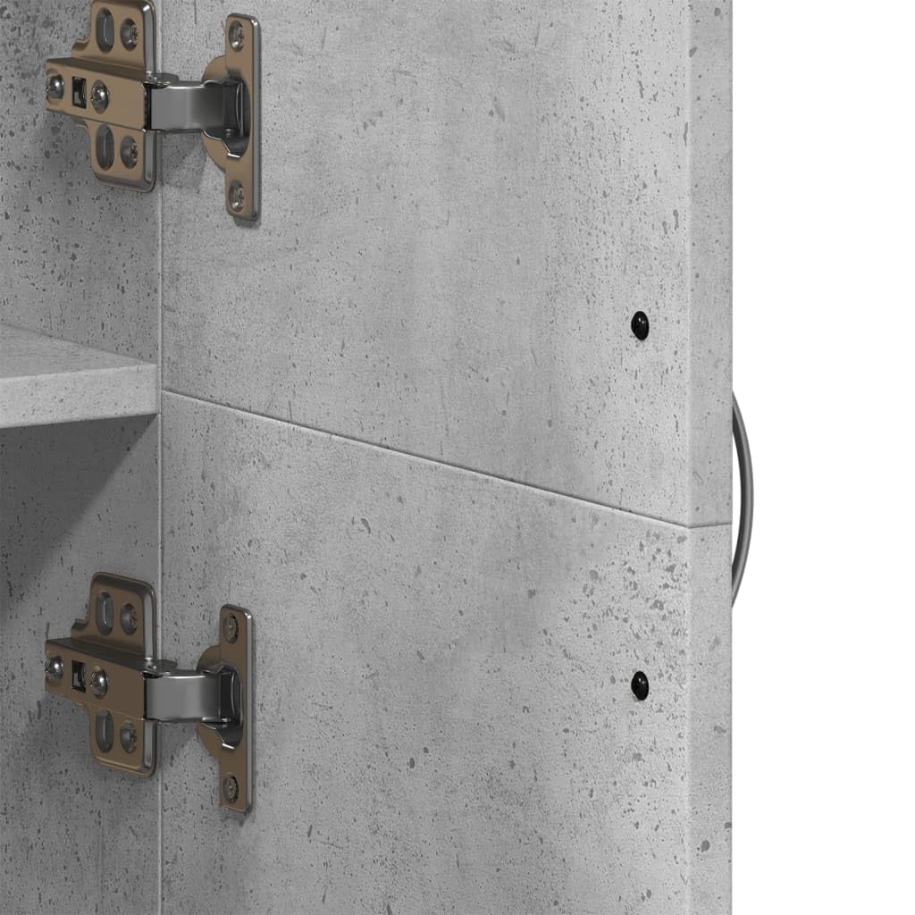 Armadietto in legno grigio cemento, 60 x 32 x 153 cm, con 4 scomparti, chiudibile, per ufficio, casa, studio, documenti, cartelle, cartelle sospese, durevole e stabile