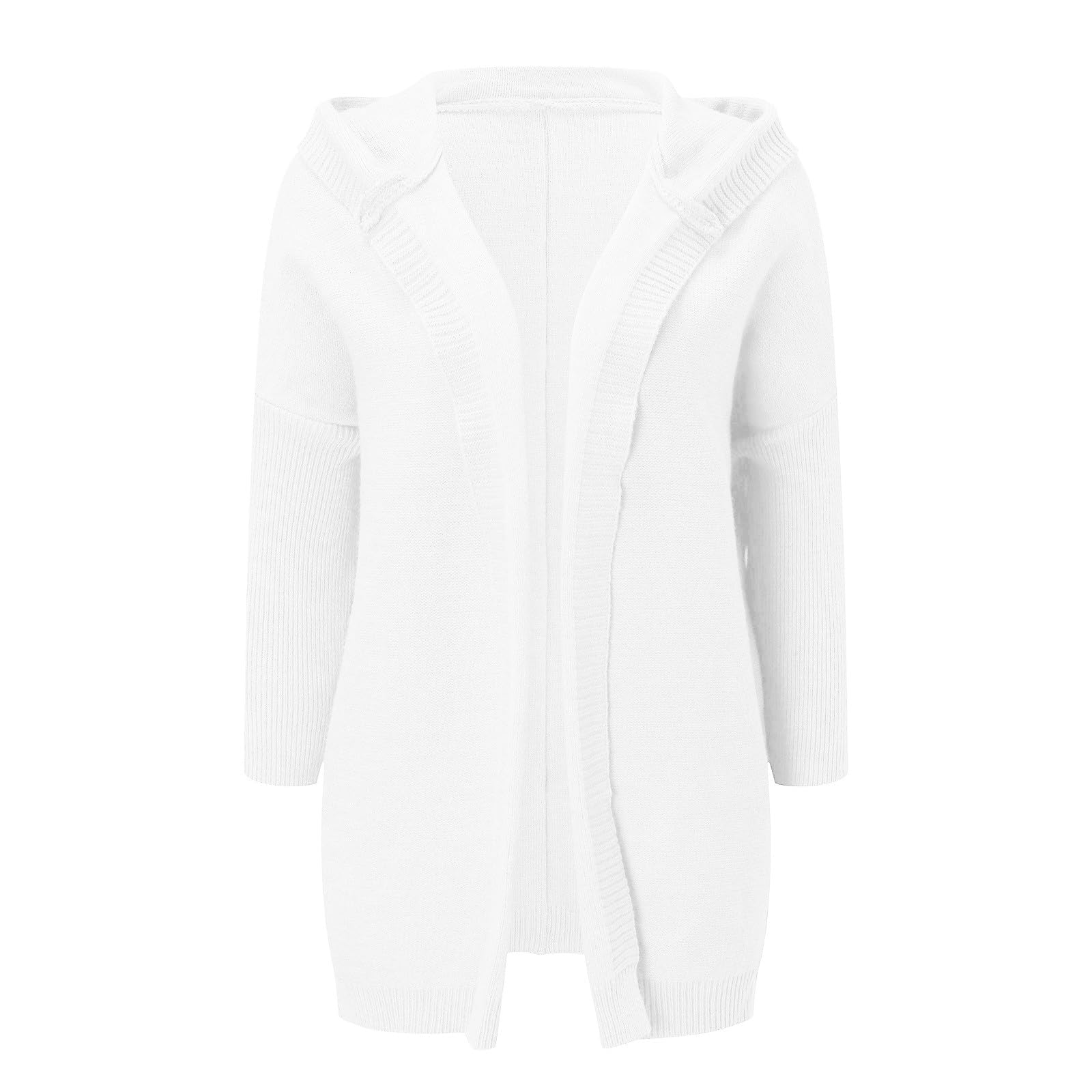 Cárdigan largo de punto grueso con capucha para mujer, chaqueta de suéter de otoño e invierno, sudadera con capucha de punto holgado y parte delantera abierta