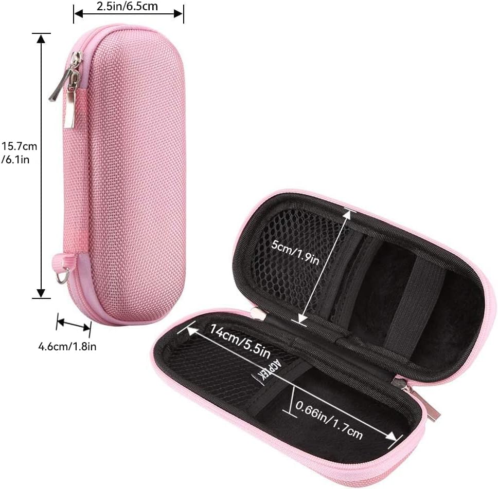 AGPTEK Carrying Case, EVA Zipper Carrying Hard Case Cover for Digital Voice Recorders, MP3 Players, USB Cable, Earphones-Bose QC20, Memory Cards, U Disk. Pink