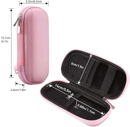Agptek Carrying Case, Eva Zipper Carrying Hard Case Cover For Digital Voice Recorders, Mp3 Players, Usb Cable, Earphones-Bose Qc20, Memory Cards, U Disk. Pink #TOP3