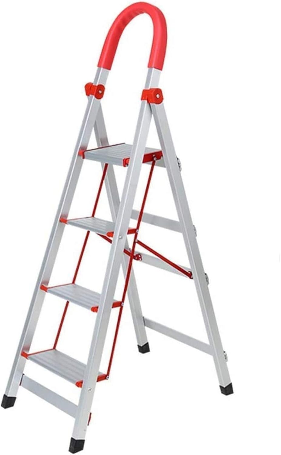 Wooden Step Stool,Multi-Function Folding Ladder Aluminum Alloy Thick Non-Slip Climbing Ladder Full Set Dual-use A+