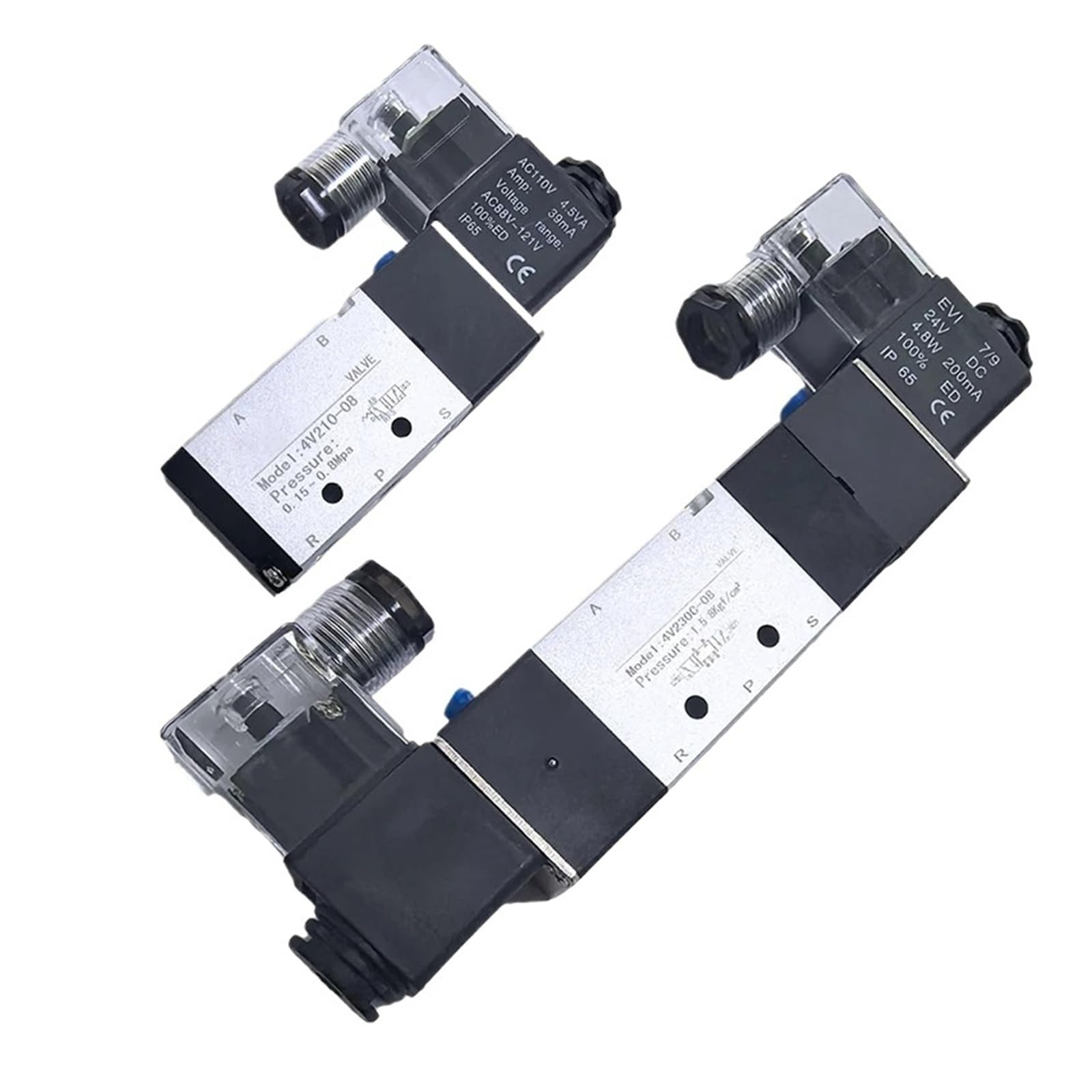 HHB18I 4V Series Pneumatic Valve 5/2 5/3 Air Electromagnetic AC220V DC24V DC12V Solenoid Valves Controller 4V210-08 4V220-08 4V330C-10(4V130P-06,DC12V)
