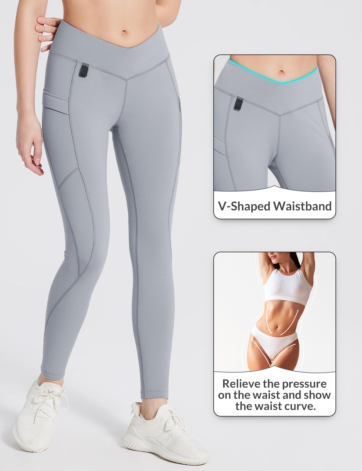 BALEAF Leggings Termici da Donna con Tasche Jeggings Pantaloni da Trekking Pantaloni Termici Invernali Leggings da Trekking Vita Alta Leggings idrorepellenti