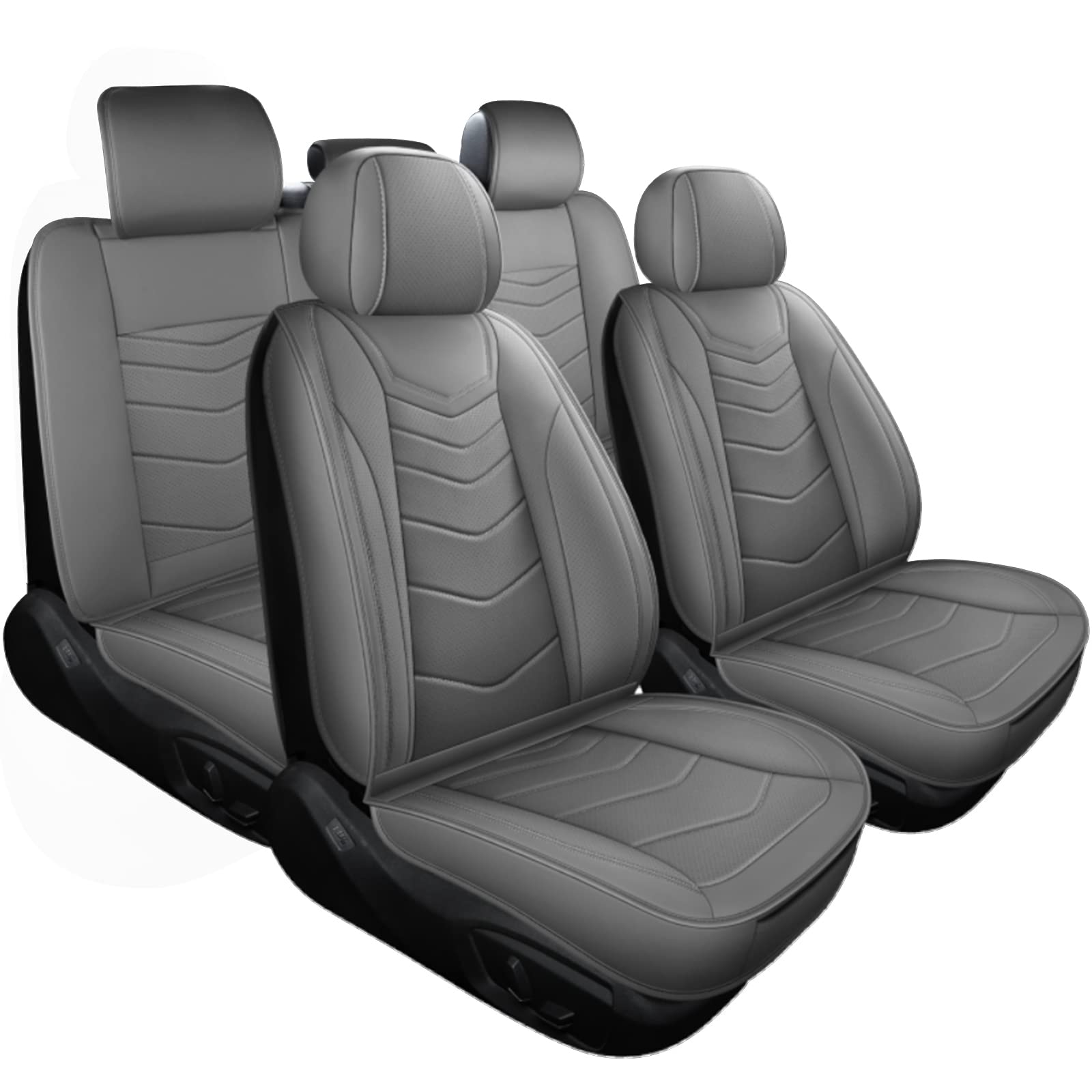 Photo 1 of Universal Fit Leather Car Seat Cover Breathable and Waterproof Easy to Clean Automotive Seat Covers for Most Sedan, SU Grey full set 5pcs