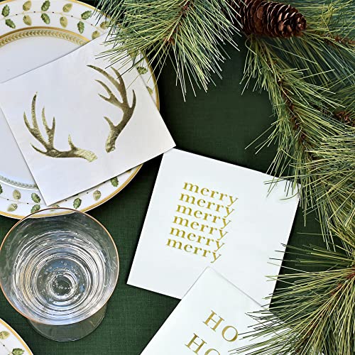 Gold Cocktail Napkins - Antlers Party Napkins, Wedding Napkins, 3-Ply Disposable Paper Napkins For Wedding Reception, Engagement Party, Bridal Shower, Birthday - Gold Napkins By Sunshine Supply #TOP5