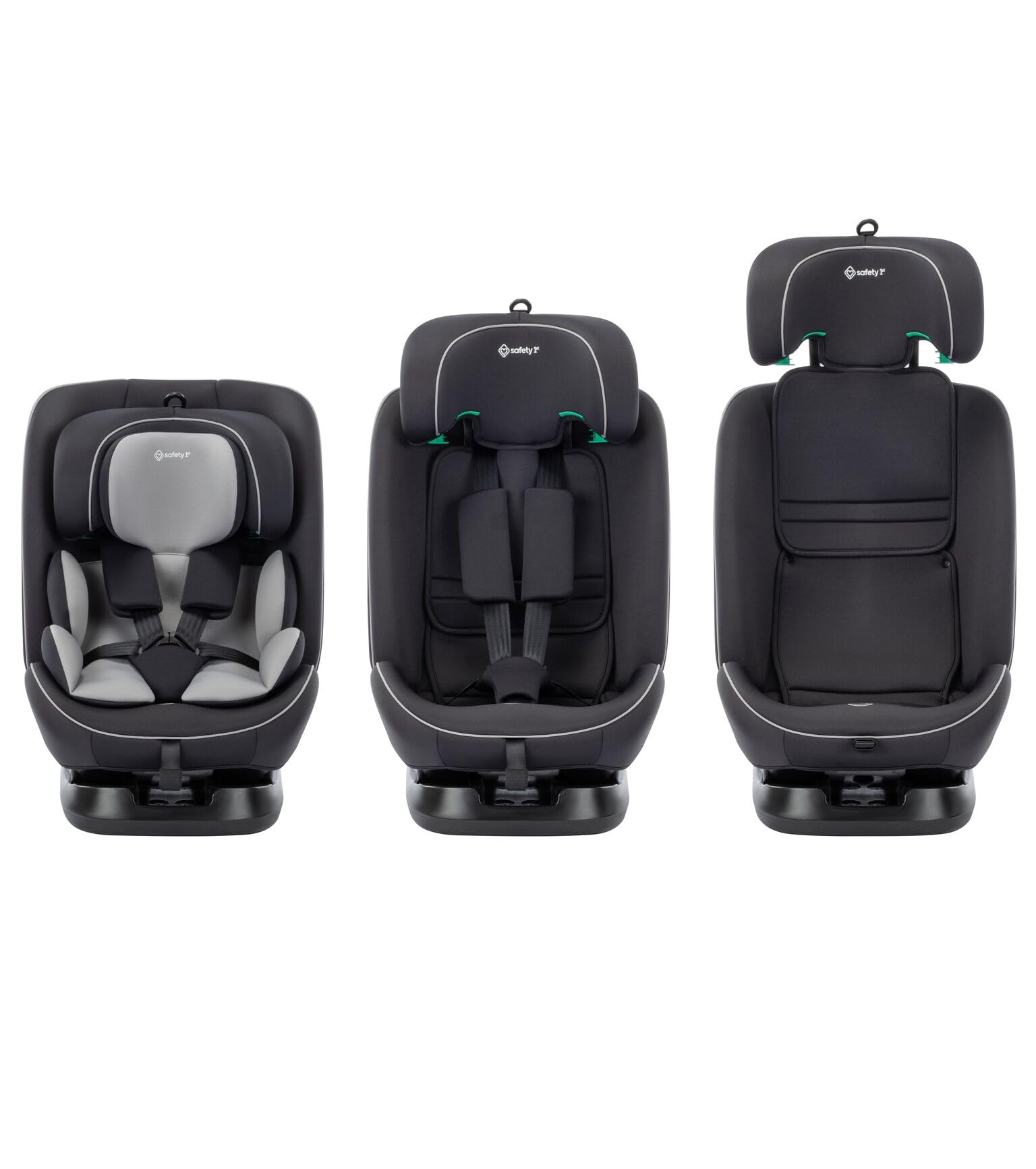 Safety 1st Alena i-Safe Silla Coche Evolutiva Infantil, 0–12 años, 40–150 cm, silla coche bebé, Reductor Recién Nacido, Instalación Cinturón, 11 Posiciones Reposacabezas, 6 Reclinaciones, Ligera,Negra