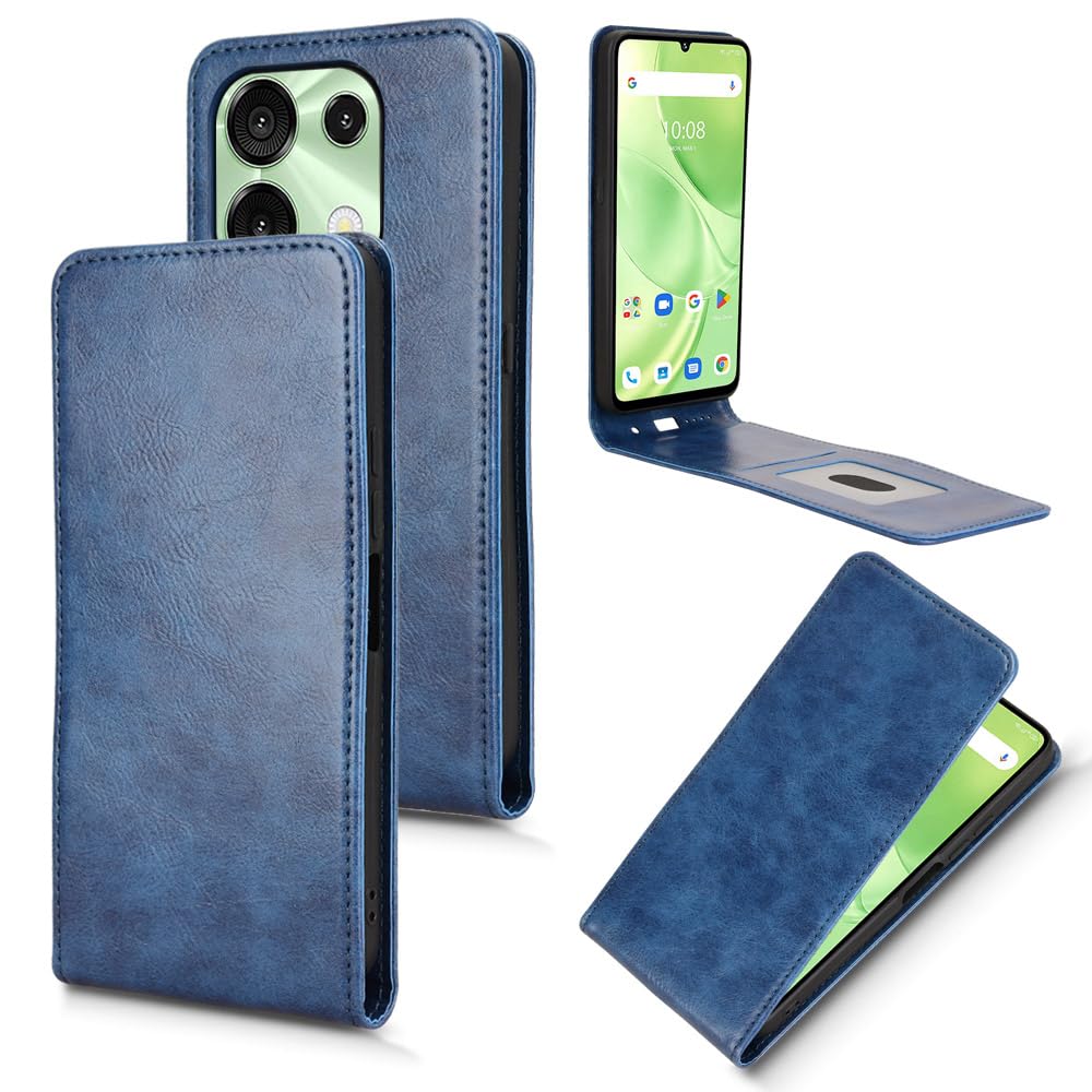 Coque Umidigi Note 90 protection étui bleu texture rétro rigide - 8