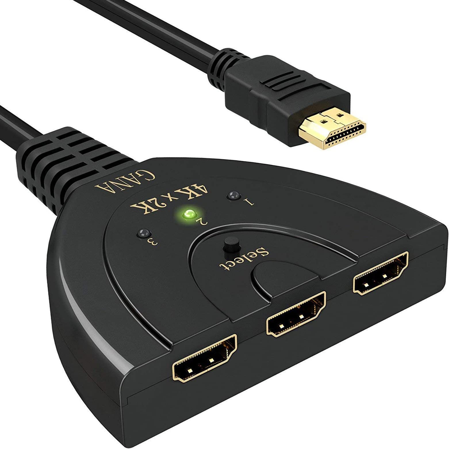 HDMI Switch 4k@30Hz,GANA Gold-plated HDMI Switch swicher splitter 3 port, Supports 4K, Full HD1080p, 3D