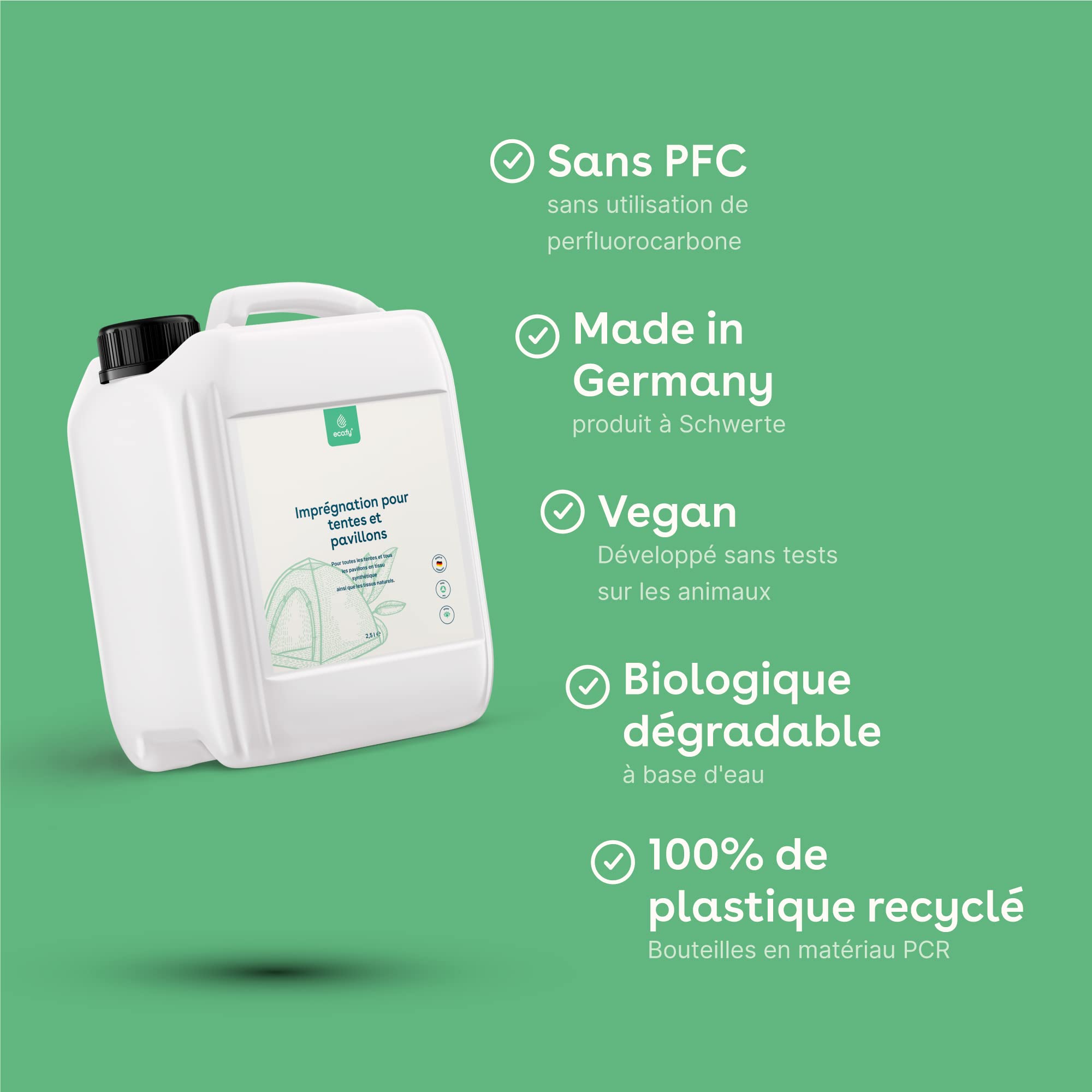 Tente et pavillon Imprégnation Spray d'imprégnation Imprégnateur UV-stable Respirant Protection Entretien (2,5 l)