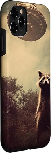Vista 24 de iPhone 13 Pro Max Vintage alien raccoon UFO Alien Case