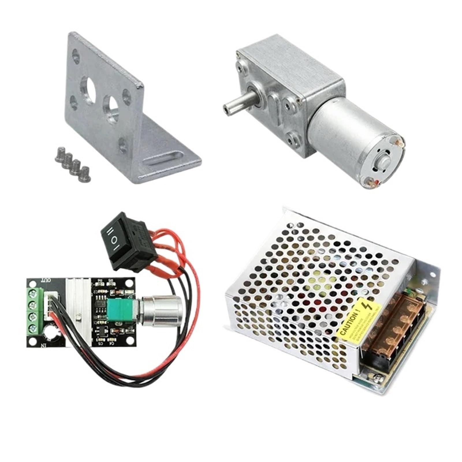 Motorreductor JGY370, 12V, 24V, baja velocidad, alto par, soporte jgy370 + controlador + reductor invertido de potencia, Mini Motor de caja de reducción(Package E,150RPM,DC 12V)