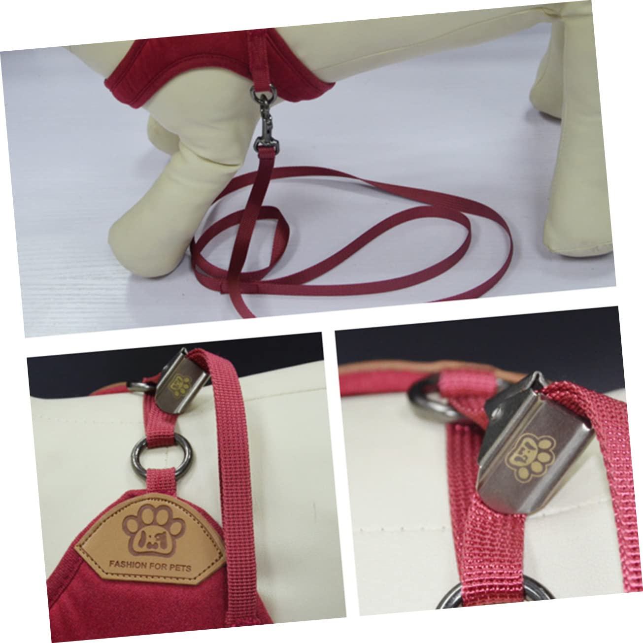 FOMIYES 3 Piezas De Cuerda De Tracción para Gatos Y Perros Color Rojo Oscuro Ajustable.