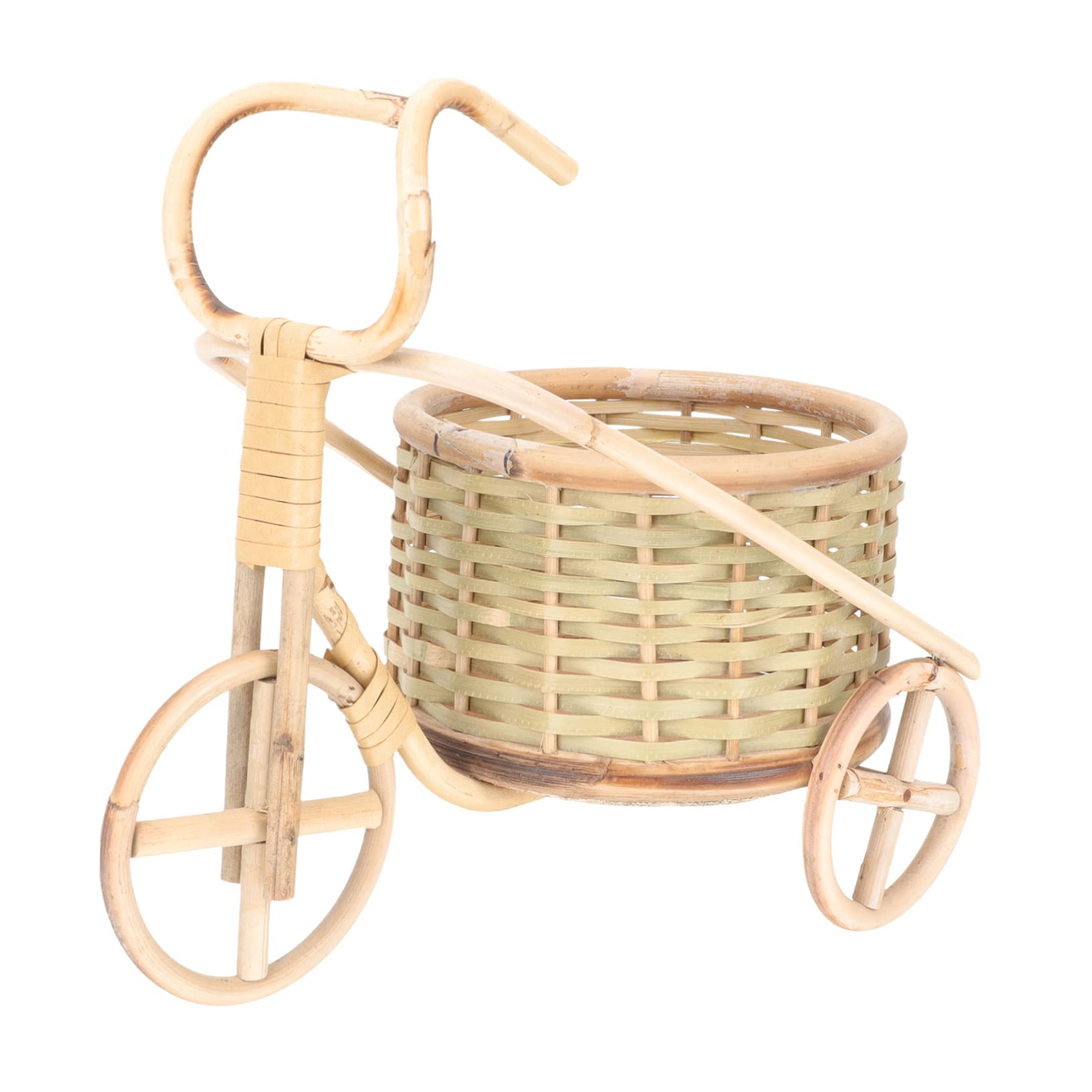 YARNOW Cesta De Bambú para Maceta De Bicicleta Cesta Pequeña De Triciclo Tejida Estilo Rústico para Decoración De Escritorio o Adornos De Bicicleta
