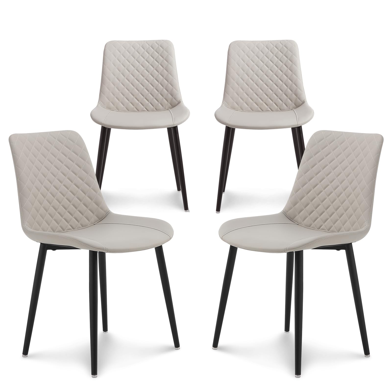 seonyou sillas de Comedor Pack 4 sillas Cocina, Diseño nordica Silla Tapizada Cuero Sintético sillas Comedor Modernas, Beige Ergonomica Silla Estructura Metálica