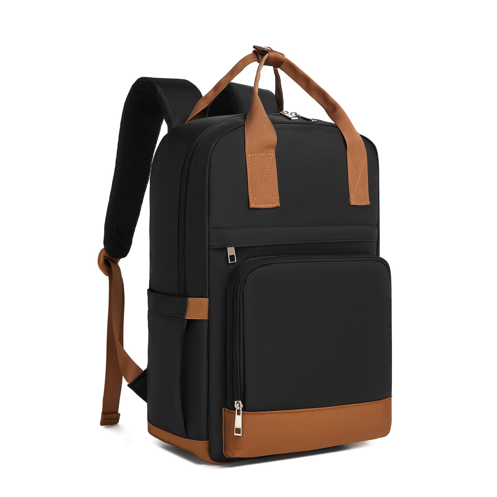 KONO Zaino Donna Porta PC 15,6 Pollici, Impermeabile e Antifurto con Porta USB di Ricarica, Grande Capacità per Università, Lavoro e Viaggio (Nero/Marrone)