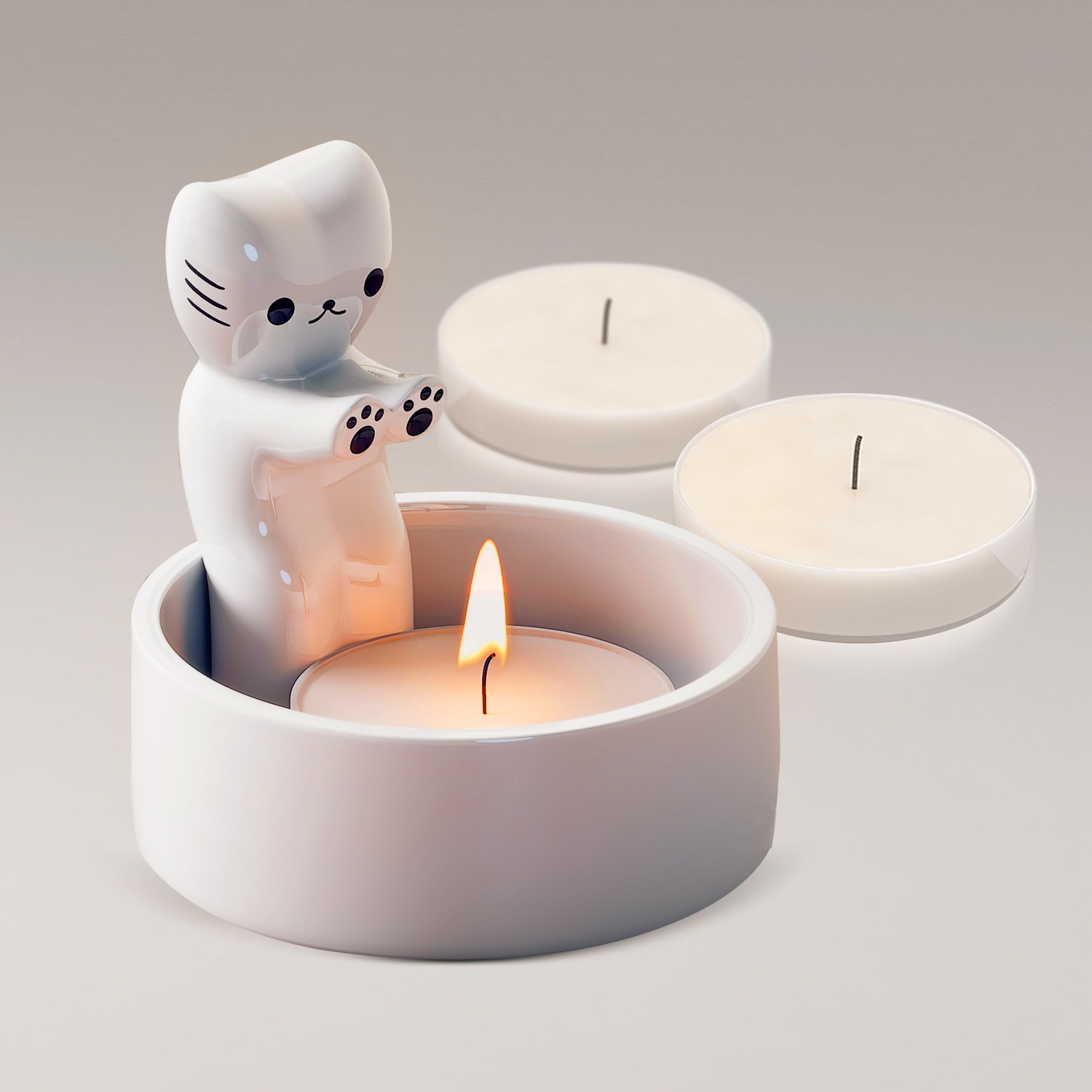 Cat Warming Paws CandleHolder with 2 Candles,Kitten Tea light Holder, Daughter Gifts, Gift for Girls,Lovely Gifts for cat lovers