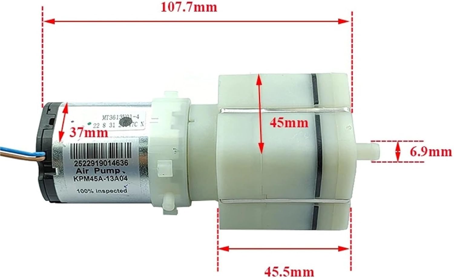 KPM45A-13A Mini 45MM Air Pump DC 12V Large Flow Air Oxygen Pressure Pump DIY Car Massage Seat Aquarium Water Fish Tank 1Pcs