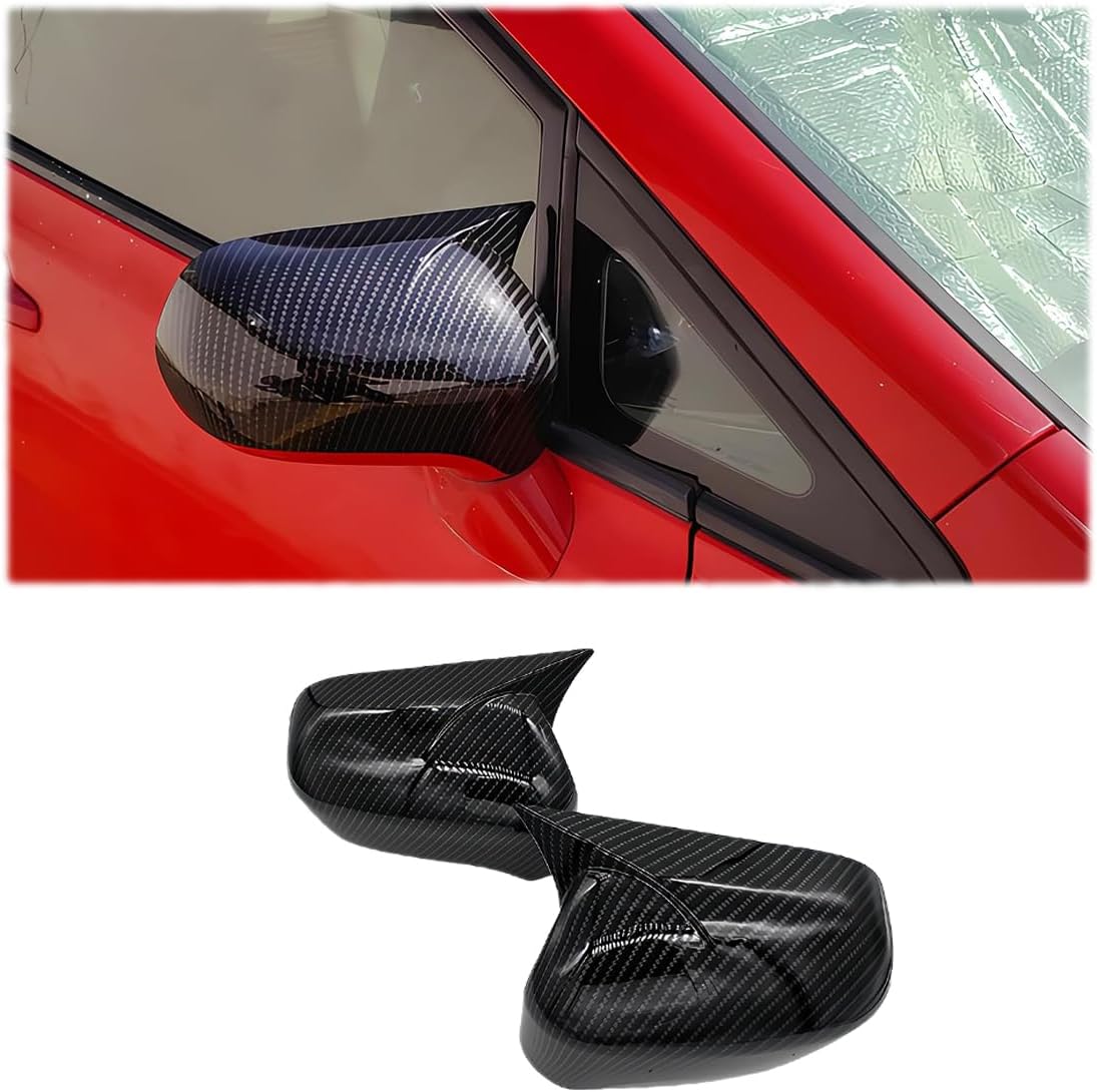 MUXEE 2Pcs New Rear View Mirror Outside Housing Wing Mirror Cover Cap for Honda Civic 2006-2011 - ABS Carbon Fiber Sport Interior Accessories （Mirror Cover Without Turn Signal）
