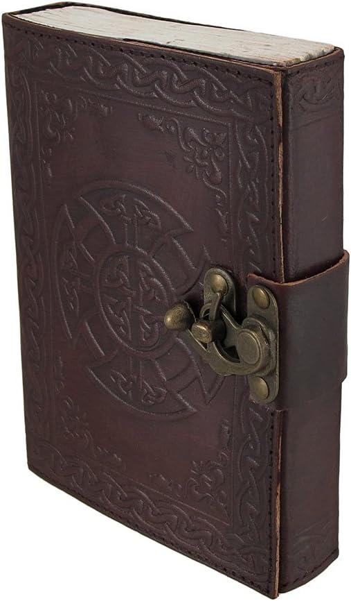 Mandala and Knotwork Embossed Leather Journal w/Swing Clasp
