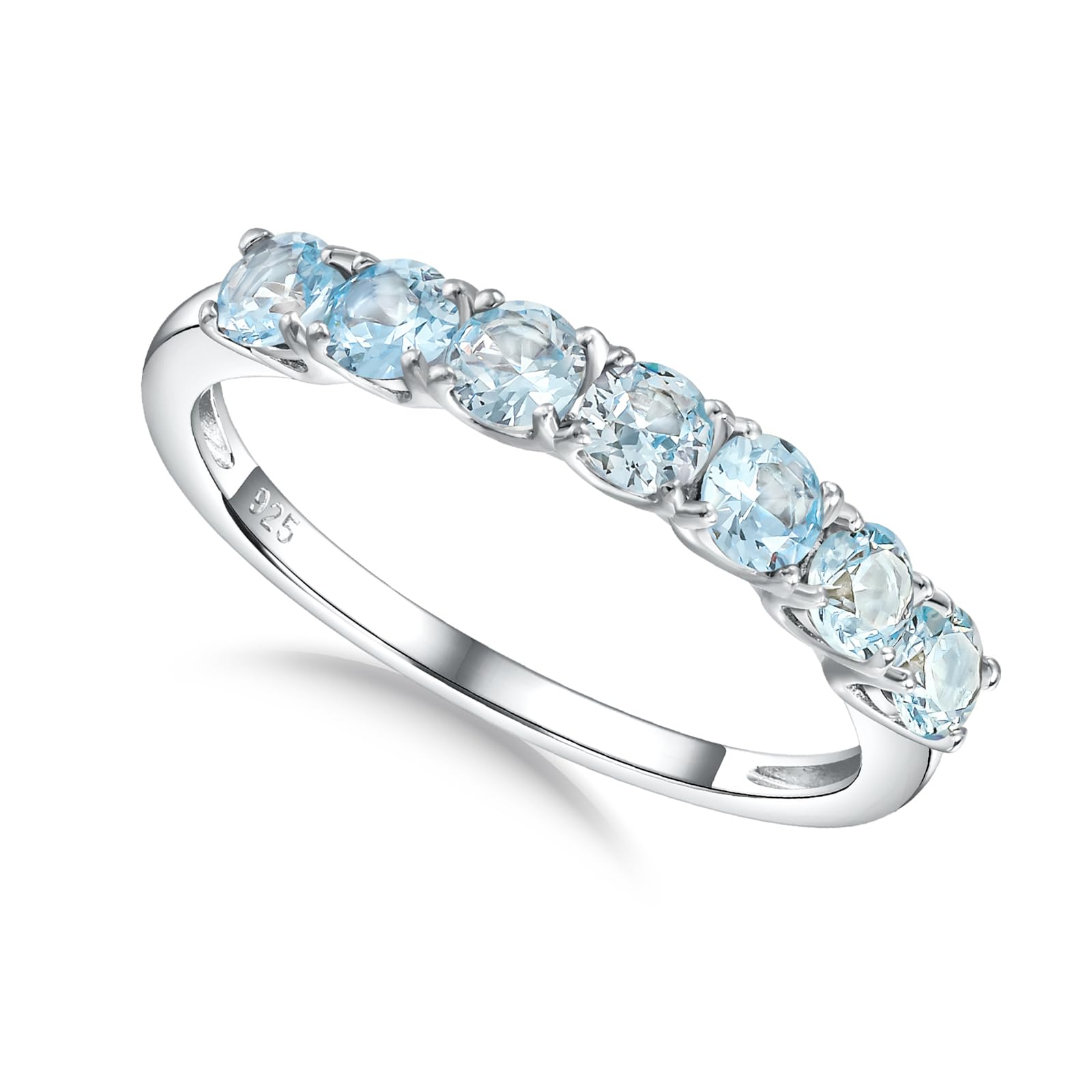 925 Sterling Silver Birthstone &amp; Cubic Zirconia Stackable Ring for Women