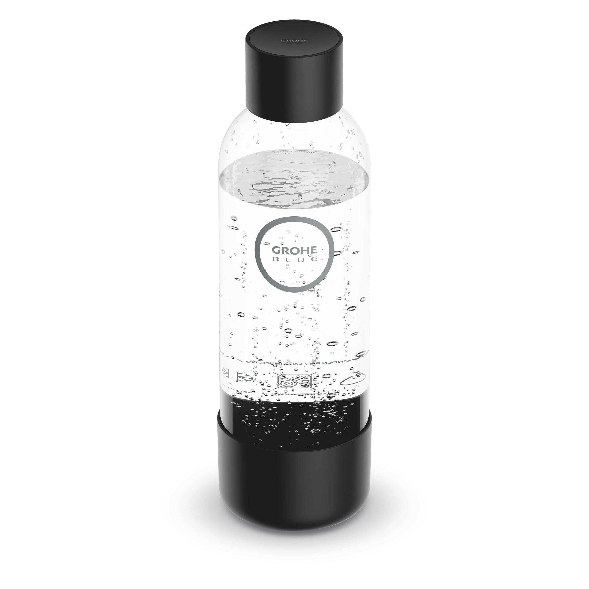 GROHE Blue Fizz, Wasserflasche (Fassungsvermögen: 850ml, nicht spülmaschinenfest, Bajonettverschluss, kompatibel mit dem GROHE Blue Fizz Wassersprudler), schwarz, 41250K00