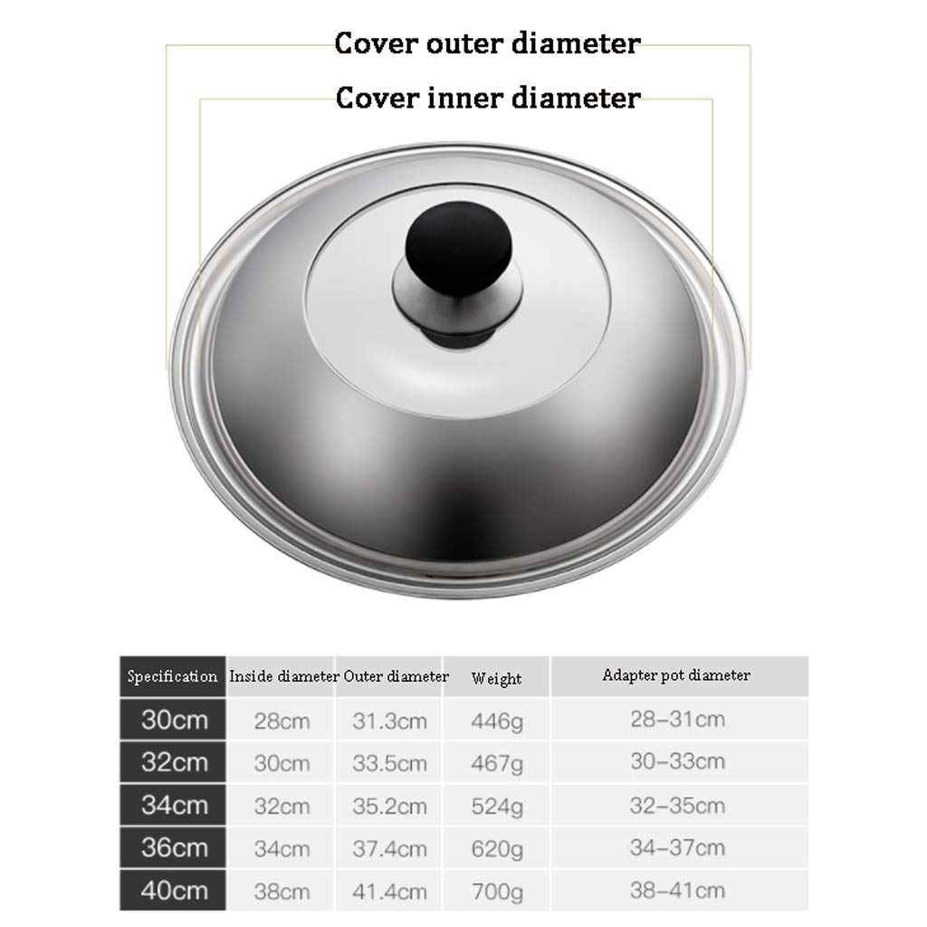 Couvercle,Couvercles de Casserole Couvercle de Casserole en Acier Inoxydable Couvercle de Wok en Verre trempé couvercles de Casserole de Remplacement de Grande Taille